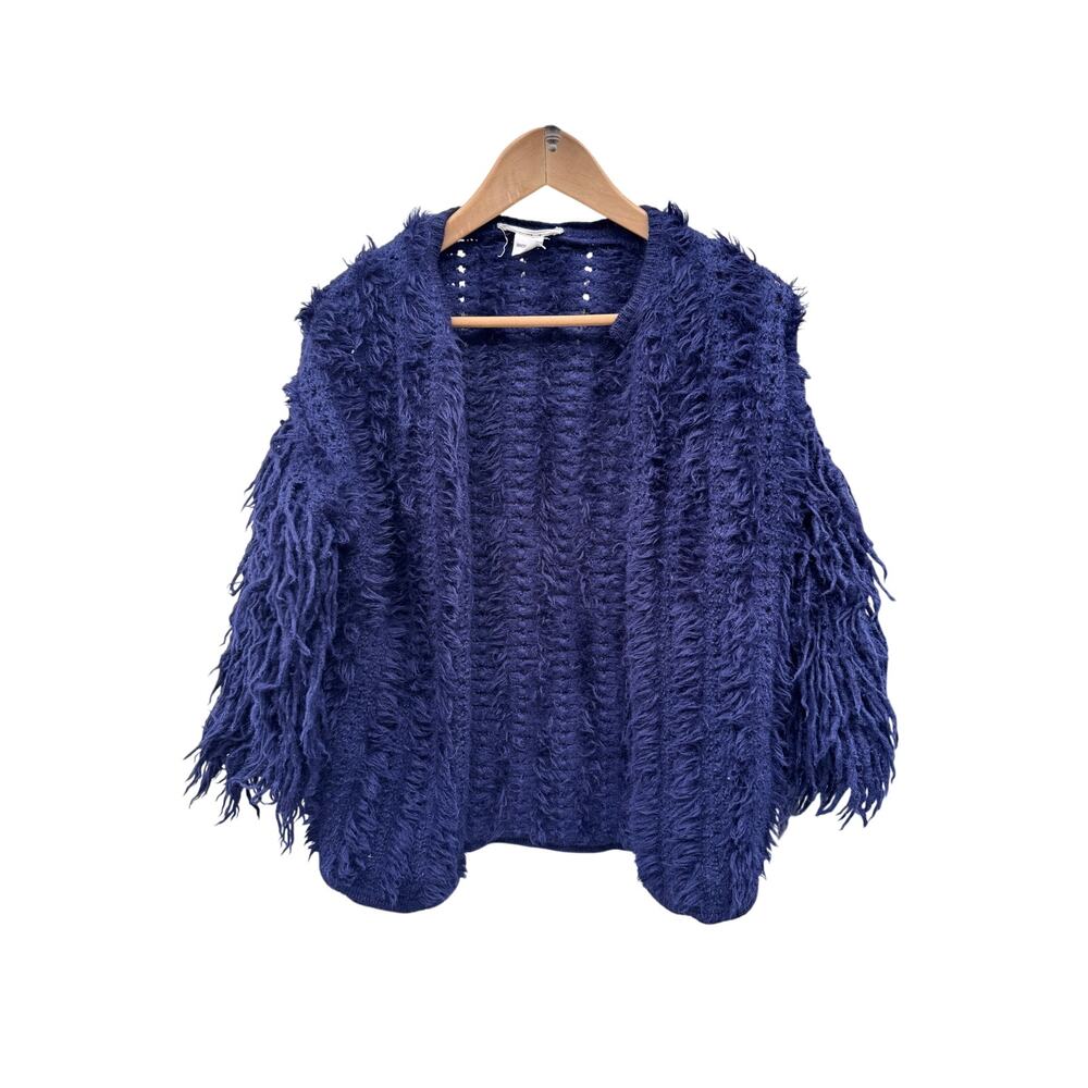 FIGUE navy alpaca fringe cardigan sweater small s